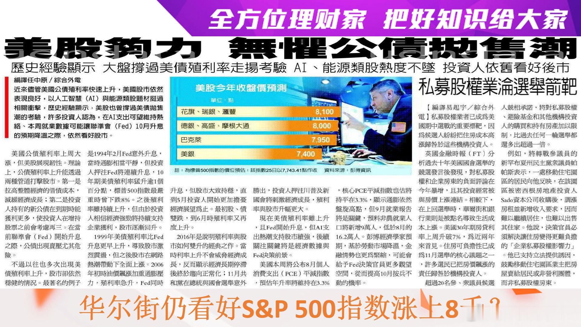 全方位理财家，把好知识给大家～

〈每日一分钟，能知天下事〉

（引用图文之解析度已尽量做调整，建议使用电脑观看） ​