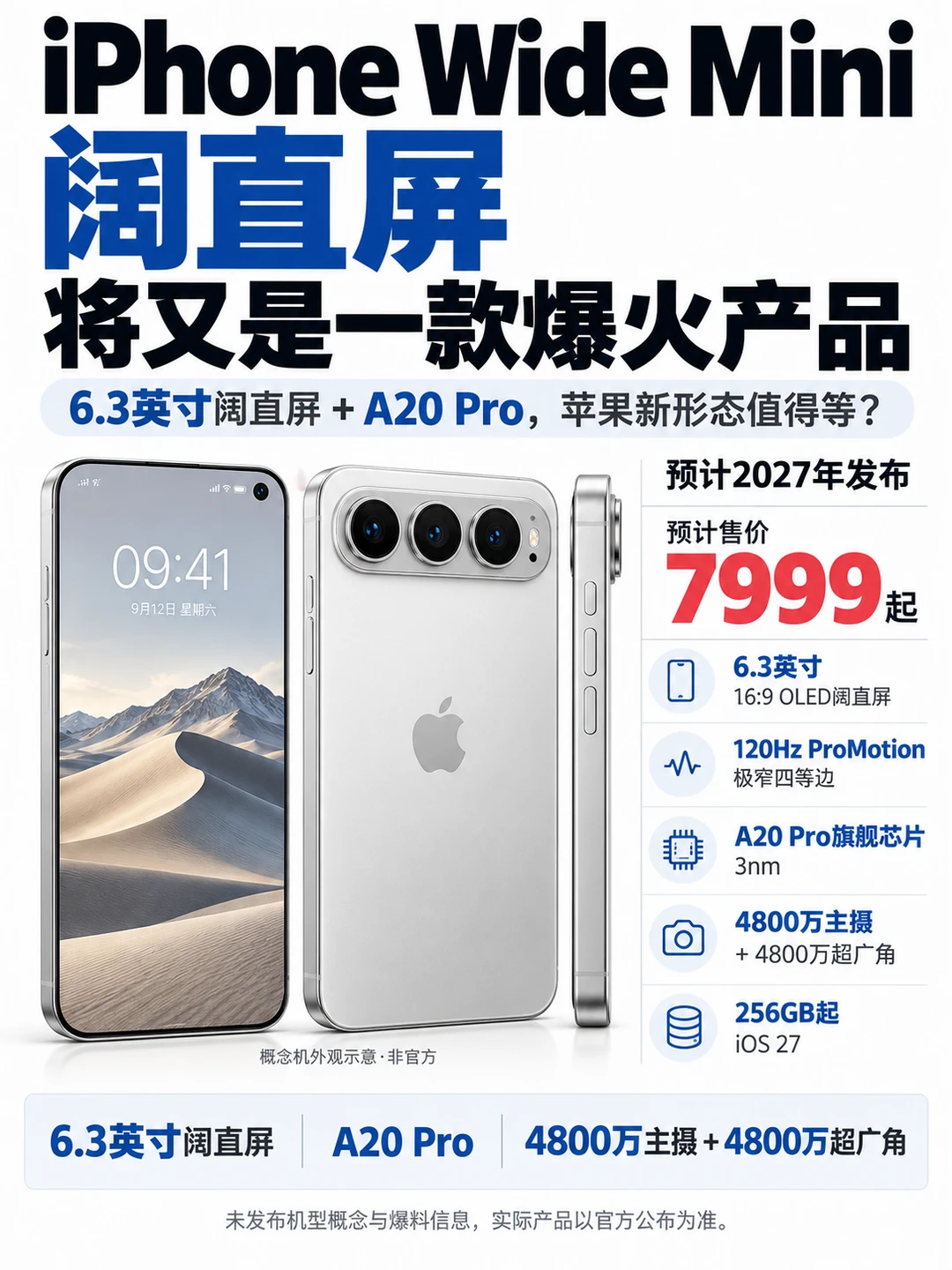 iPhone Wide Mini曝光📱苹果阔直屏有点意