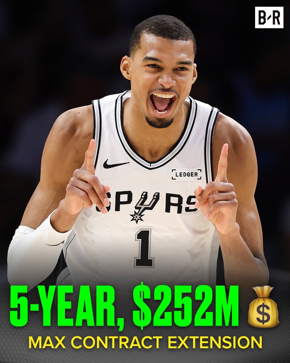 文班亚马与马刺签下一份5年2.52亿美元的最高新秀规模续约合同：202...