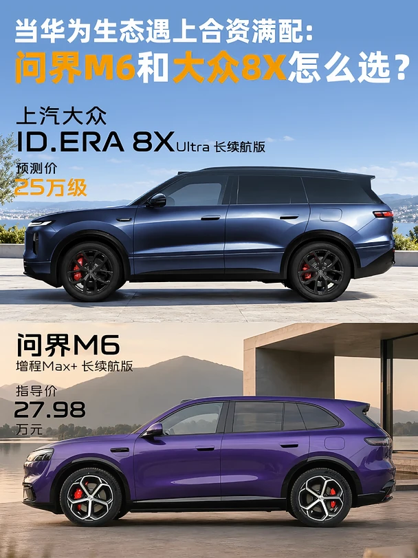 问界M6和上汽大众8X，大五座两种解法
