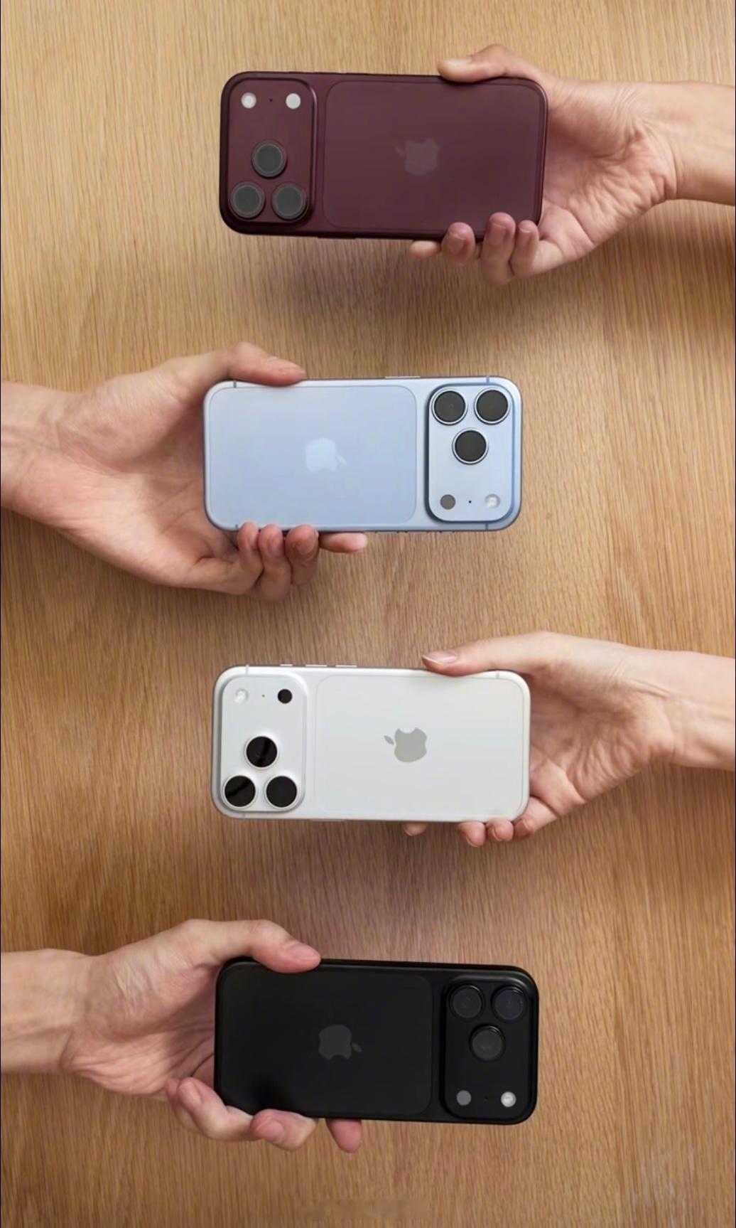 iPhone 18 Pro Max四款配色都不错。

冰川蓝、勃艮第酒红不用多说，热度直接拉满，妥妥爆款。
纯黑补齐了去年没有的经典色，稳重耐看，绝大多数男性用户首选就是它。
提升最大的是银色：把后盖MagSafe无线充电那块非金属补丁，从突兀的白色改成了同色银色，整机一体感直接拉满，对比上一代颜值提升一大 ​