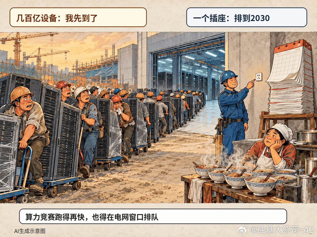 微软退场：GPU等电

一个首期50MW、计划装约2.3万块英伟达GB300的AI机房，机器能买到，电却可能等到2030年代。更刺眼的是，据Reuters转述英国《每日电讯报》，微软已终止这个英国Loughton项目的租约。

先别急着把它写成“微软看空AI”。报道没有说明退出原因，微软拒绝置评；Nscale则说这是伦敦范围的 ​