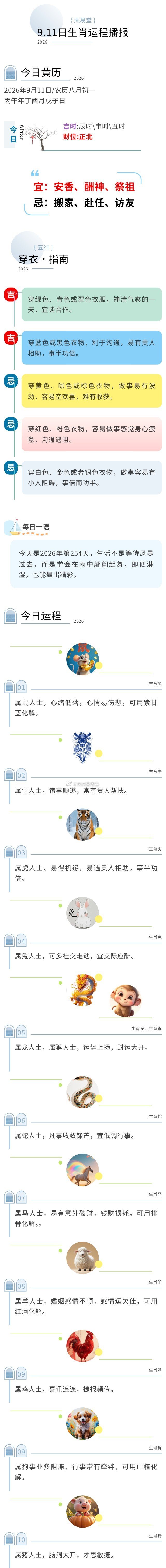 2026年9月11日生肖运程播报运程 ​​​