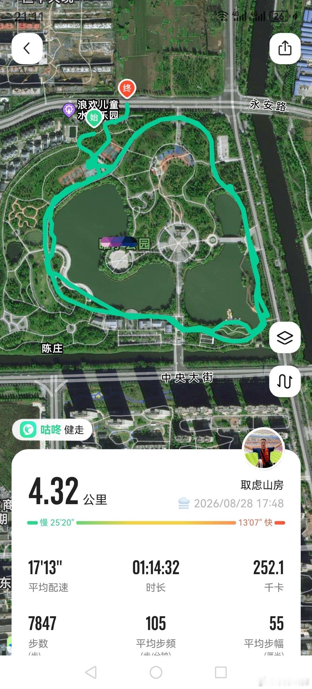 下午去公园健步走，然后走到球场和年轻人打了会篮球4✕4，到了天色晚了...