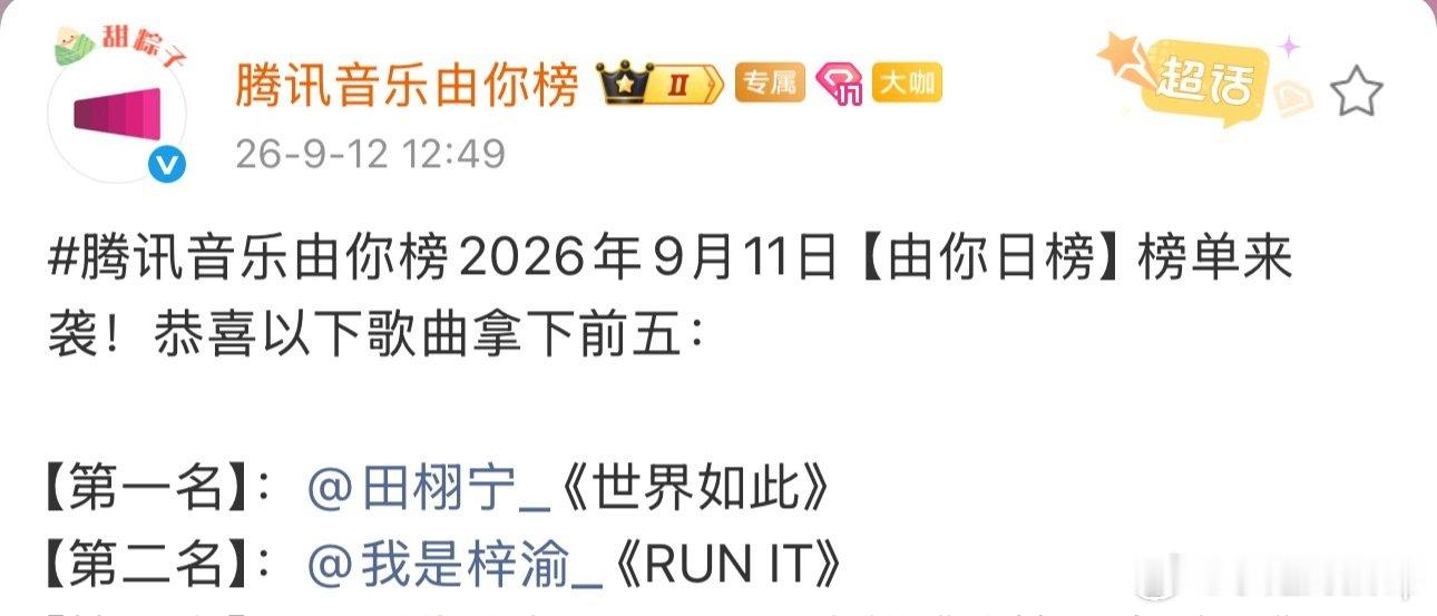 #田栩宁实体专辑曲目列表公开#勇闯乐坛拿下第一第二名！夫夫一起上榜啦顶峰相见#田栩宁专辑全部歌曲公开##栩你渝生[超话]# 
甜玉米期待田栩宁​