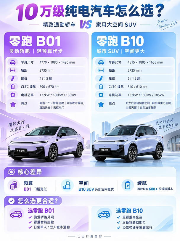 零跑 B01 vs B10 选车纠结党看这里✨