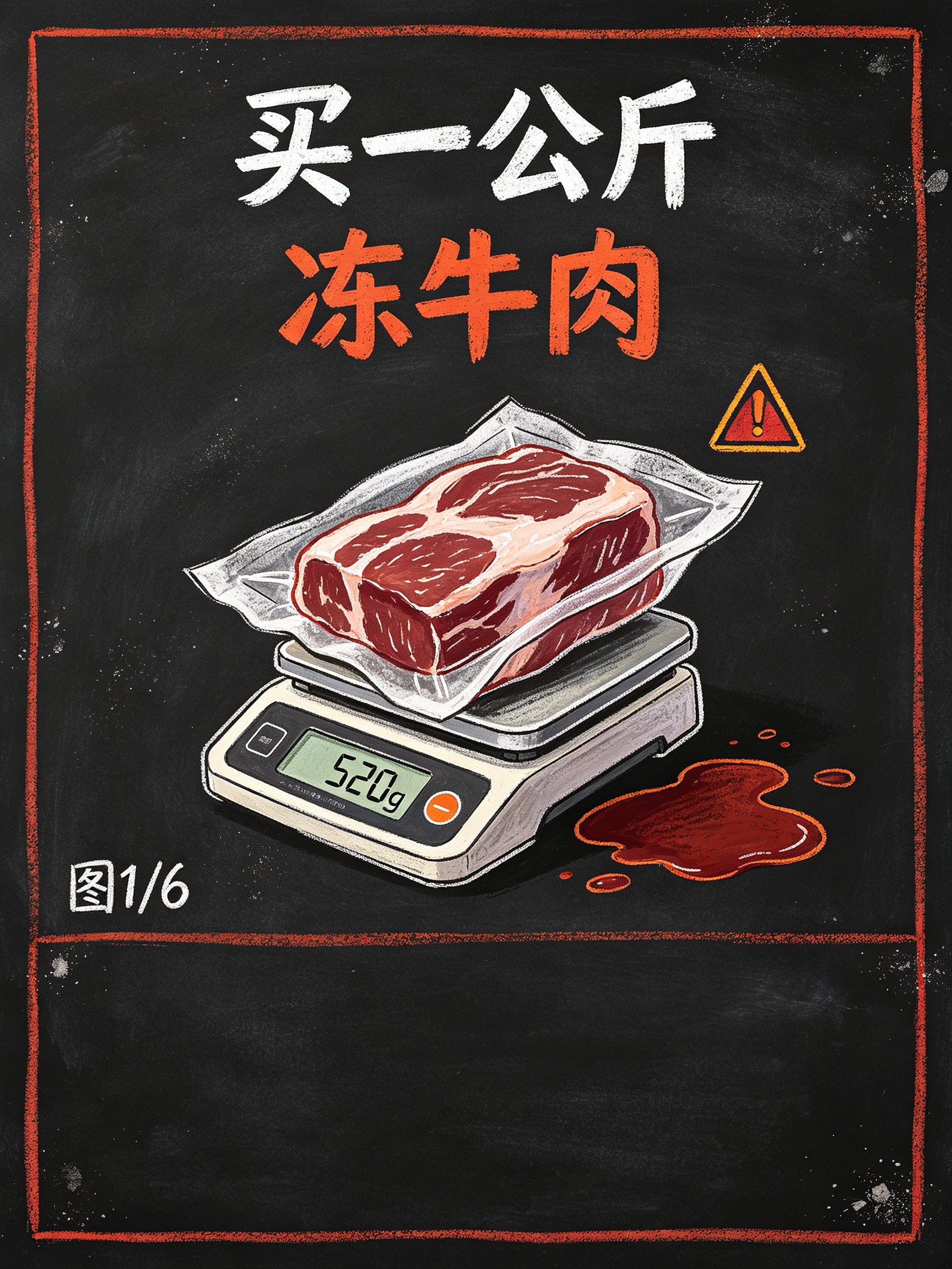 花一公斤的钱买冻牛肉，洗干净一看，只剩520克。

这事是记者自己测出来的。他买了10包冻牛肉，每包标称1010克。自然解冻以后一称，还是1010克，看着分量足足的。

可等他把肉从浆水里捞出来，用水把表面那层黏糊糊的东西冲干净，再一称，傻了：牛肉只剩520克。

也就是说，花一公斤的钱，一半多买的