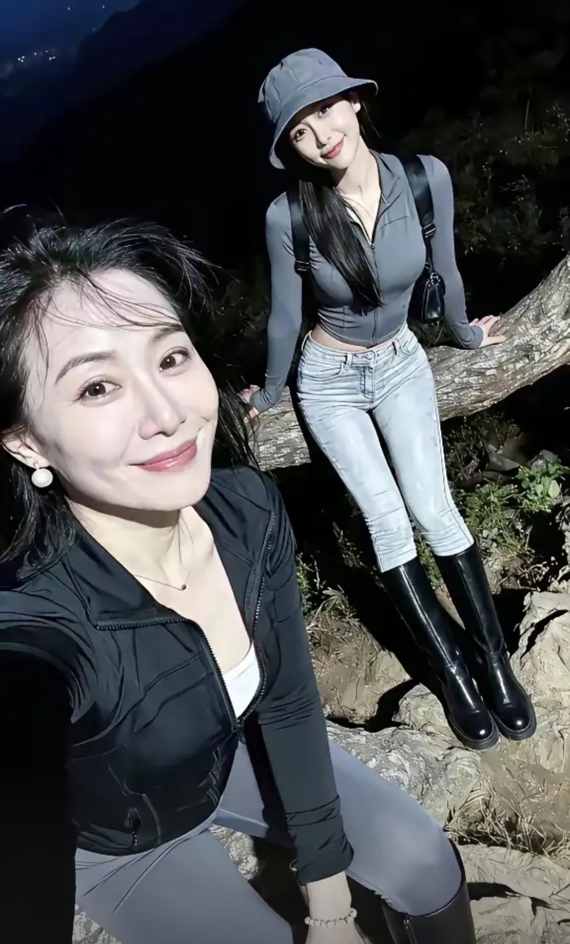 这是母女俩，你们说是妈妈漂亮？还是女儿漂亮？
