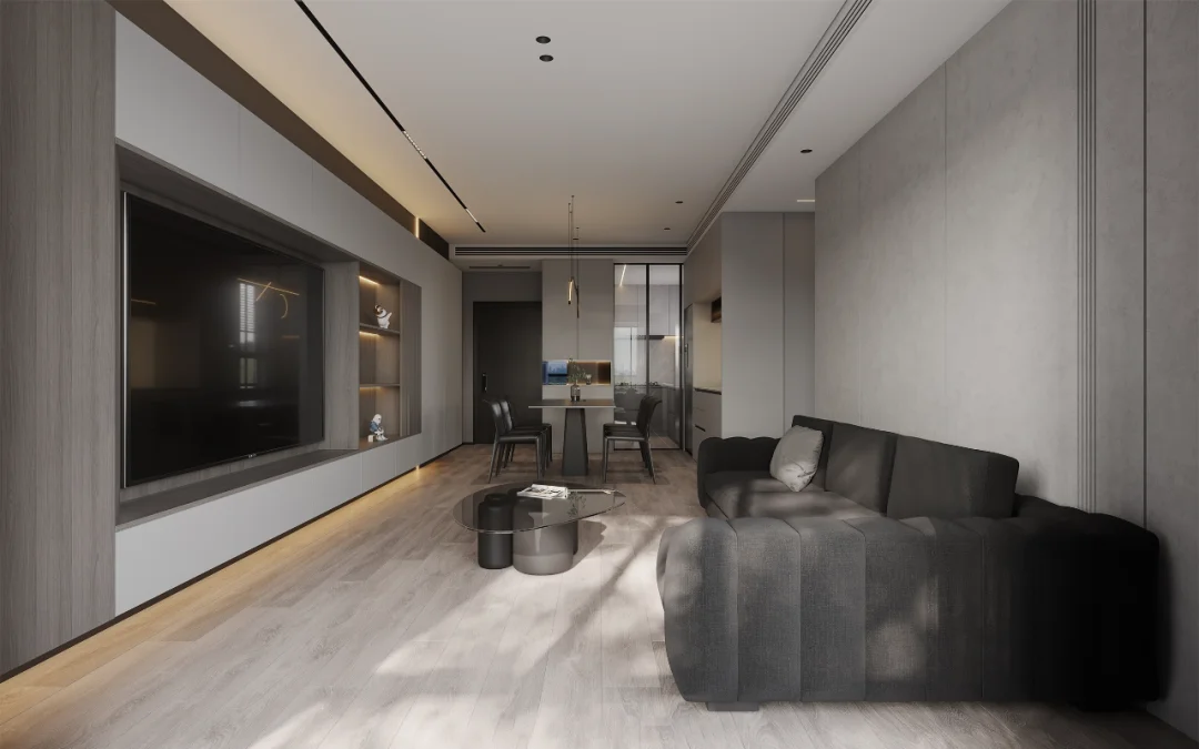 137㎡现代极简设计，深灰色调深邃高级