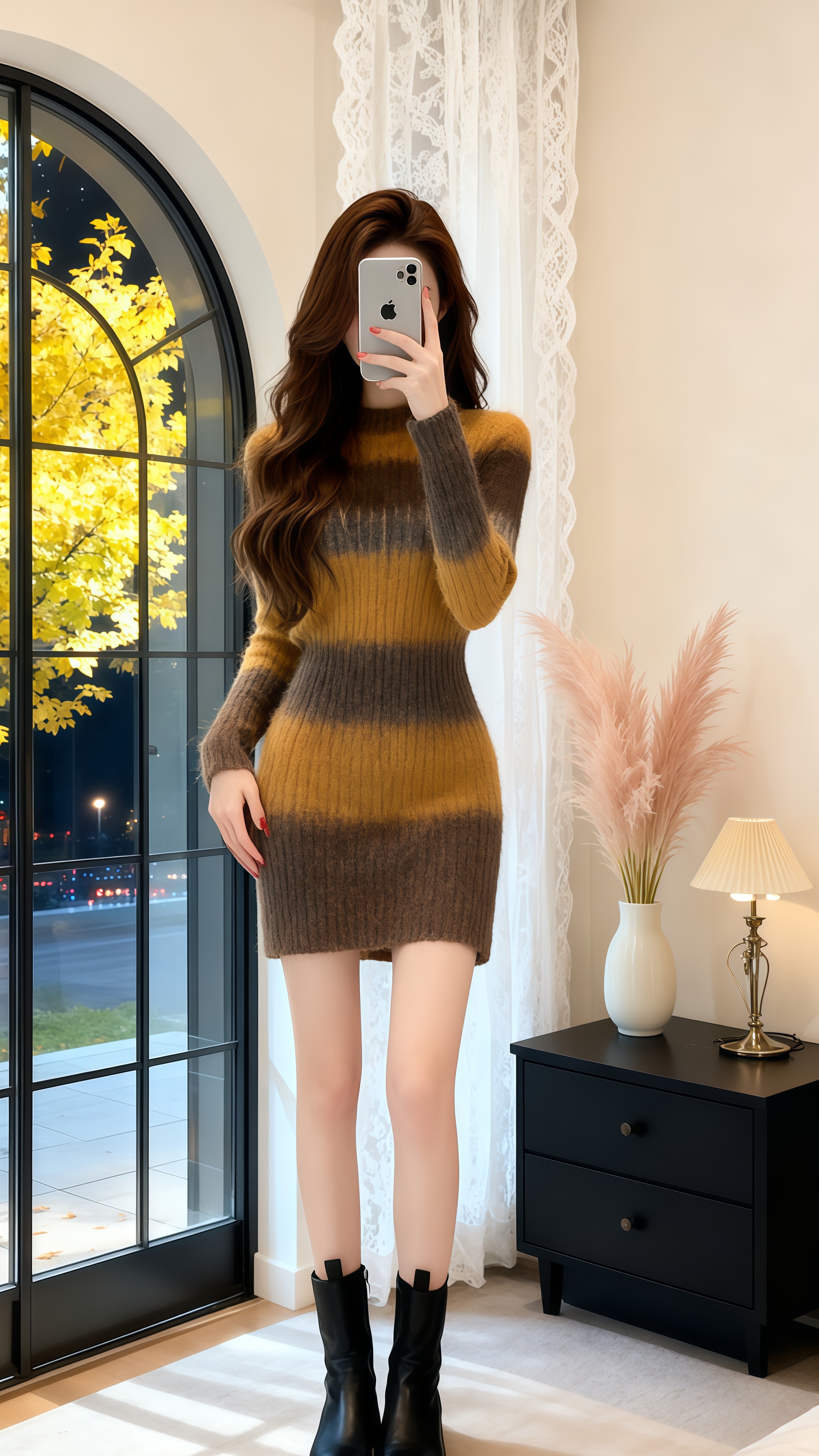 条纹针织+包臀剪裁太绝了！自带高冷氛围感 软糯面料贴肤不扎，秋冬打底外...