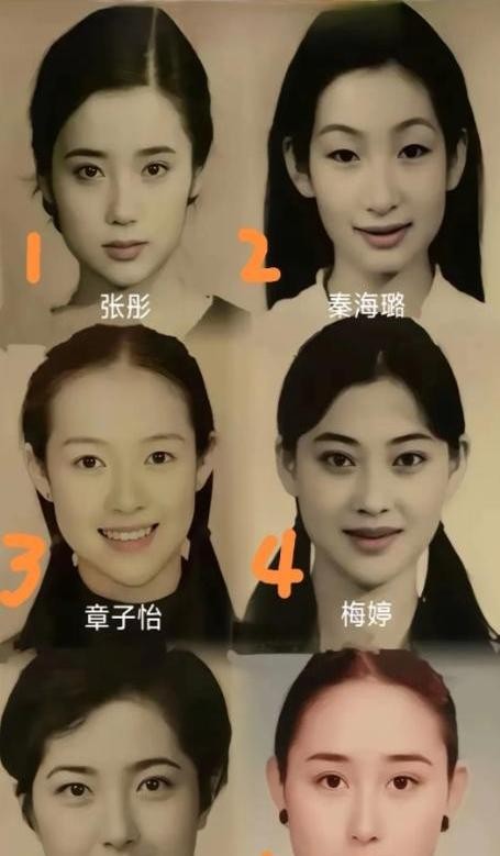 六大校花级美女的艺考证件照。都说曾黎是长得最漂亮的。但其中的张彤真是让...