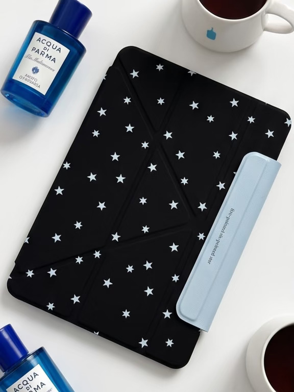 🖤黑底浅蓝星星｜高级感磁吸 iPad 壳｜清冷氛围感