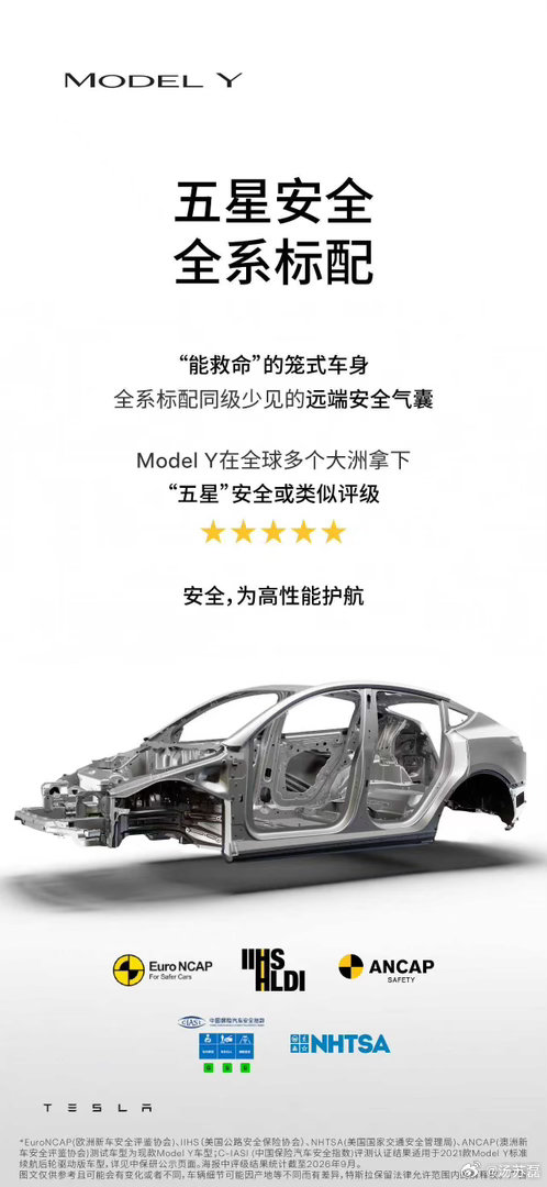 特斯拉中国正式上线全新Model Y全轮驱动高性能版，售价36.9万元起。新车百公里加速仅需3.5秒，最高车速可达250公里/小时。这是Model Y焕新升级后首次推出高性能版本。

至此，Model Y全系已包含5款车型：后轮驱动版（26.35万元起）、长续航后轮驱动版（28.85万元起）、长续航全轮驱动版（31.35万元起） ​
