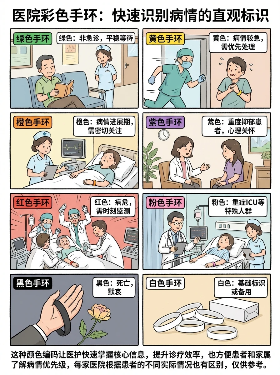 阿虎医考笔记📝医院各类手腕带的颜色含义