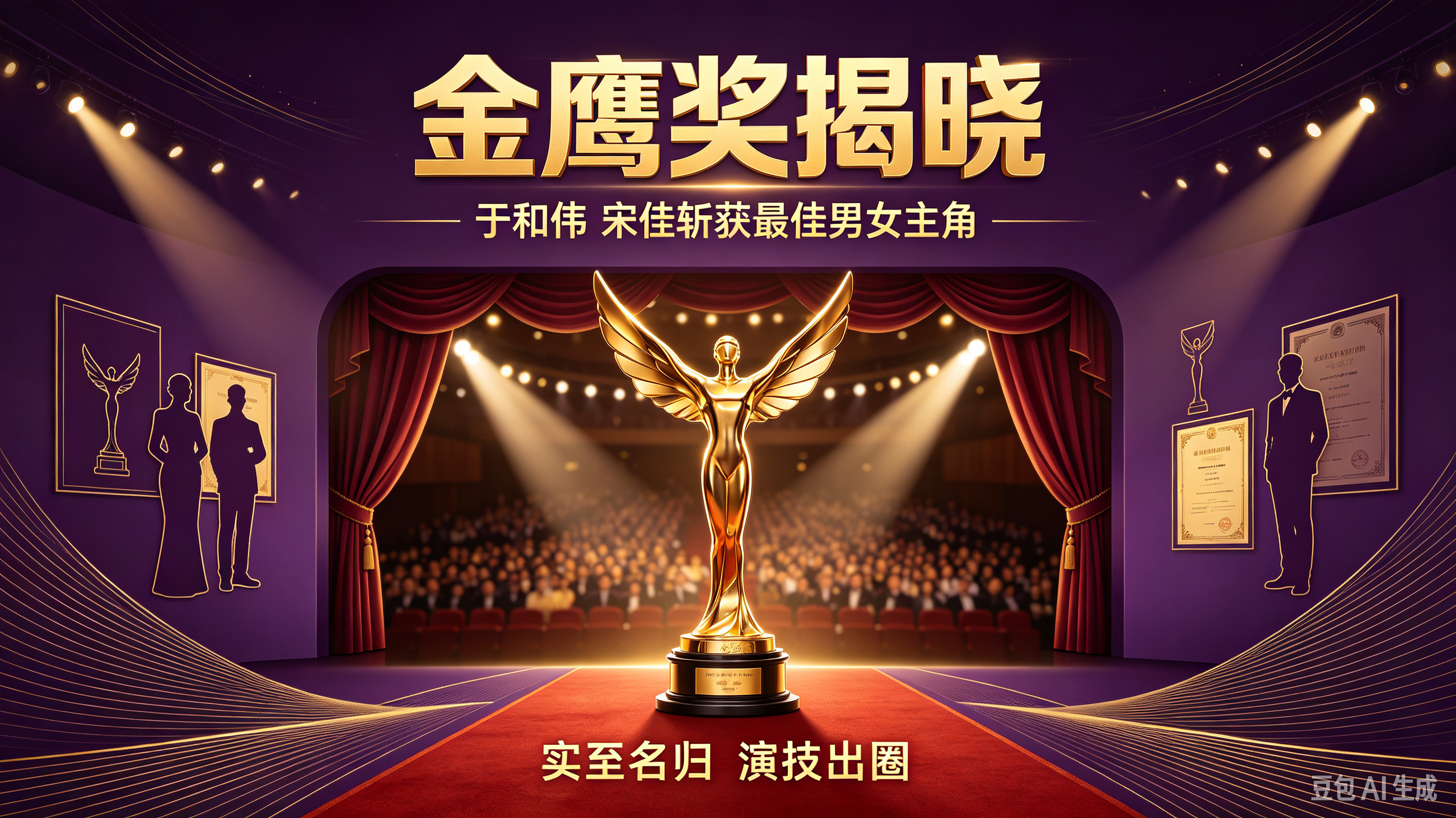 实至名归！金鹰奖获奖名单出炉，这两位拿下视帝视后

第33届中国电视金鹰奖正式揭晓，于和伟、宋佳分别获得最佳男演员、最佳女演员。金鹰奖是国内电视剧领域重磅奖项，代表观众与行业的认可。

本届入围作品题材丰富，现实题材、年代剧、都市剧同台角逐。演员们扎根剧本，打磨角色，用扎实演技打动观众。近些年国产剧