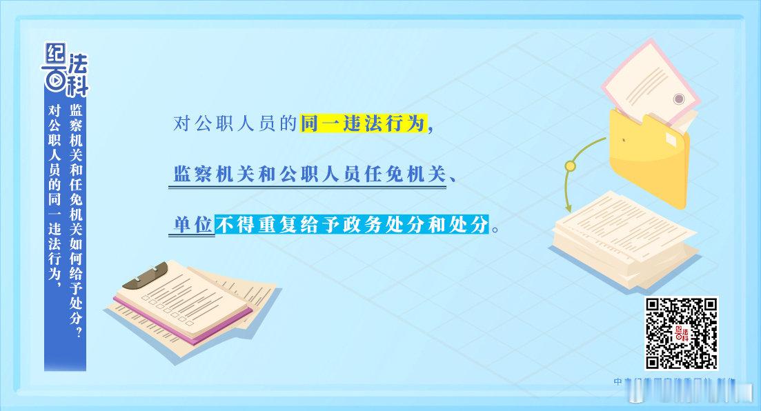 #清风学习#纪法百科丨对公职人员的同一违法行为，监察机关和任免机关如何给予处分？ ​