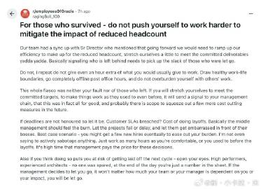 裁员后活下来的人，正在联手让项目延期。<br /><br />甲骨文内...