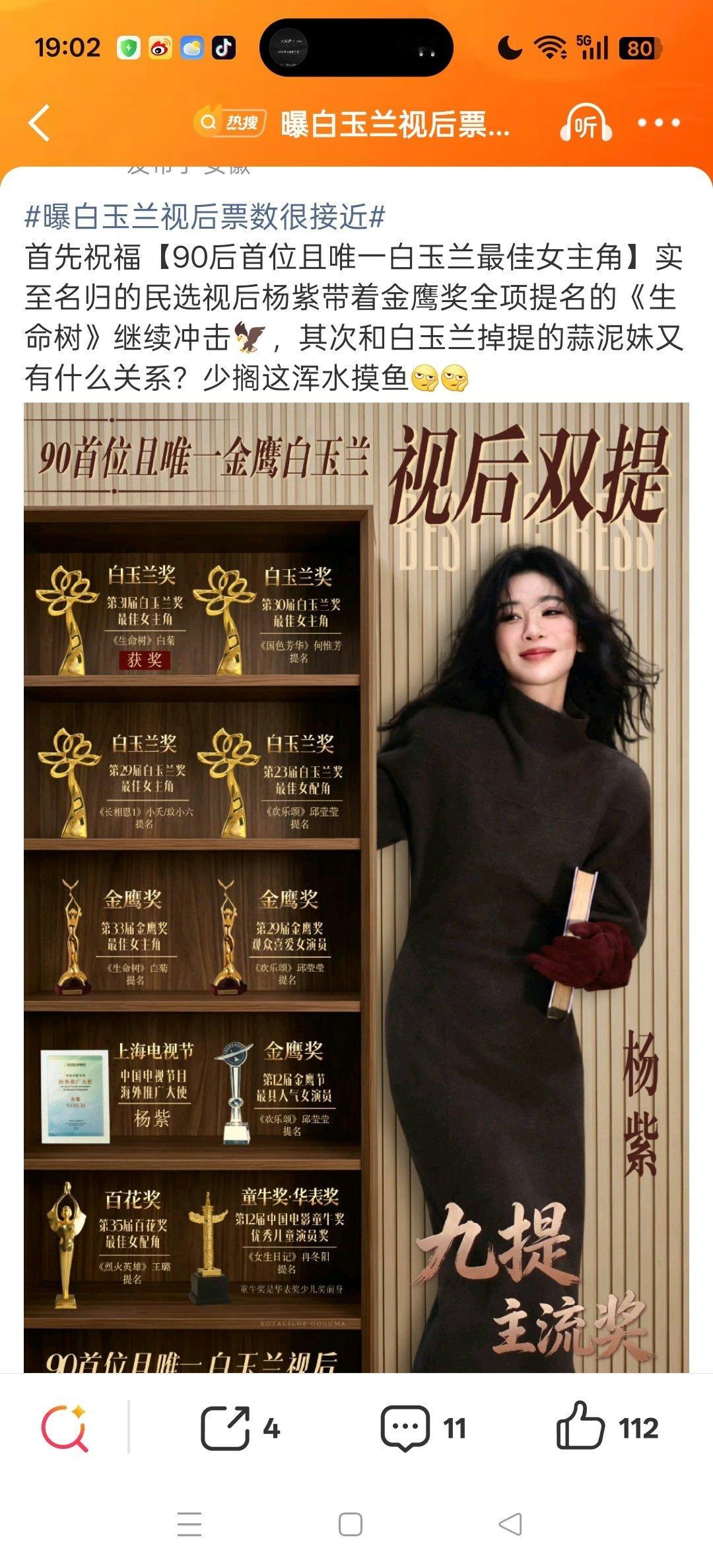 #曝白玉兰视后票数很接近# 
各家粉丝请擦亮眼睛，我上条已被ju，至于为什么会被ju，懂得都懂[融化][融化] ​