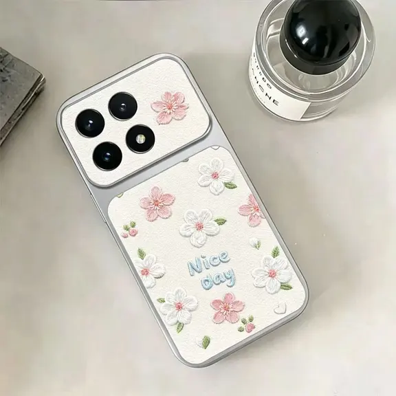 春日氛围感💐粉白小花小羊皮小米手机壳