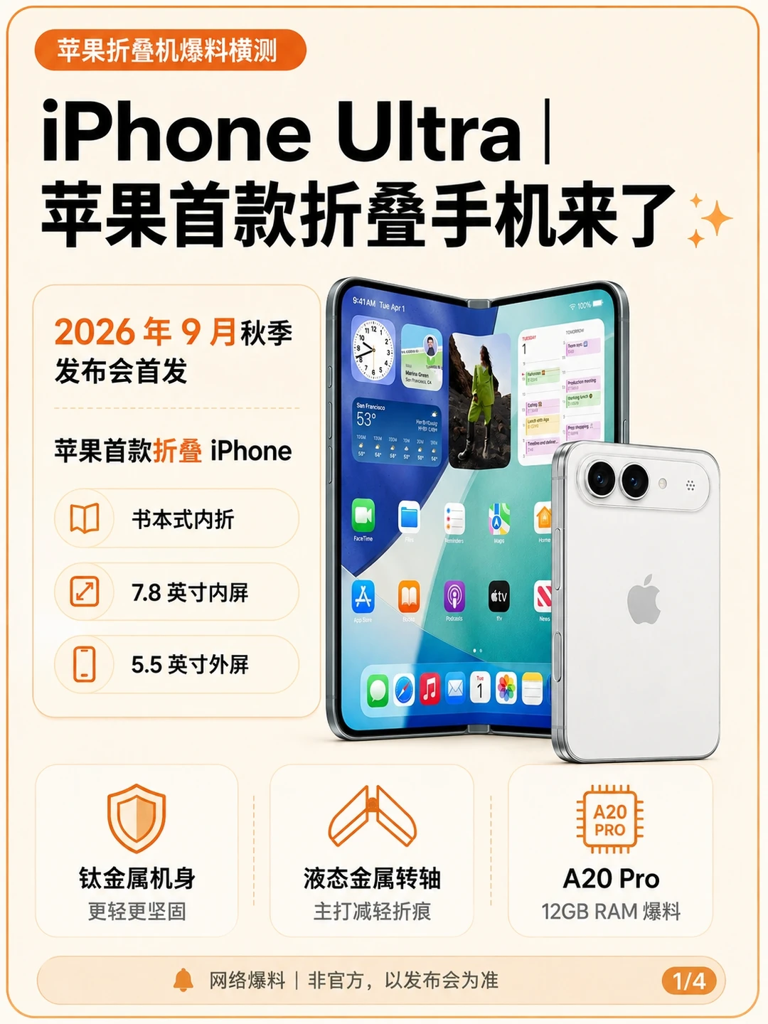 iPhone18 Ultra｜网传苹果折叠iPhone配置汇总，值得蹲吗？