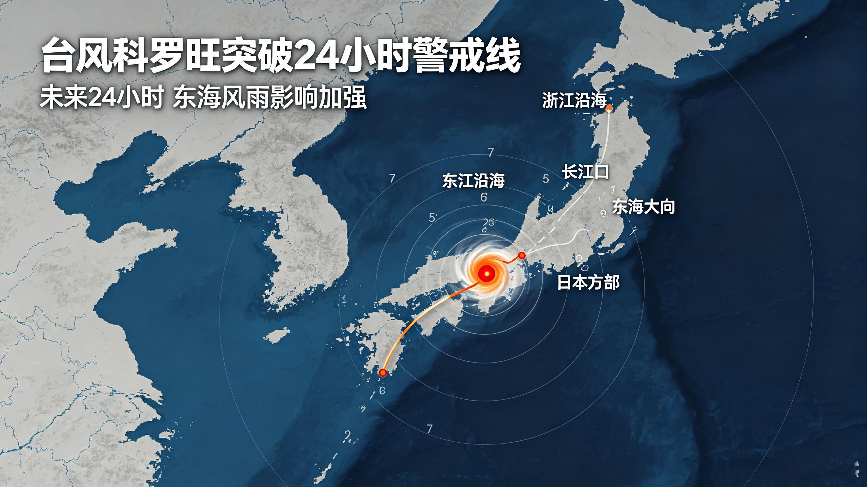 台风科罗旺突破24小时警戒线！东海大风来袭，沿海务必做好防范

中央气象台9月5日持续发布台风蓝色预警，今年第24号台风“科罗旺”已经突破24小时警戒线，我国东部近海正式进入台风风雨防御窗口期。

何为台风24小时警戒线？它并非海上实体界线，而是气象参考红线。一旦台风越过这条线，代表未来24小时之内