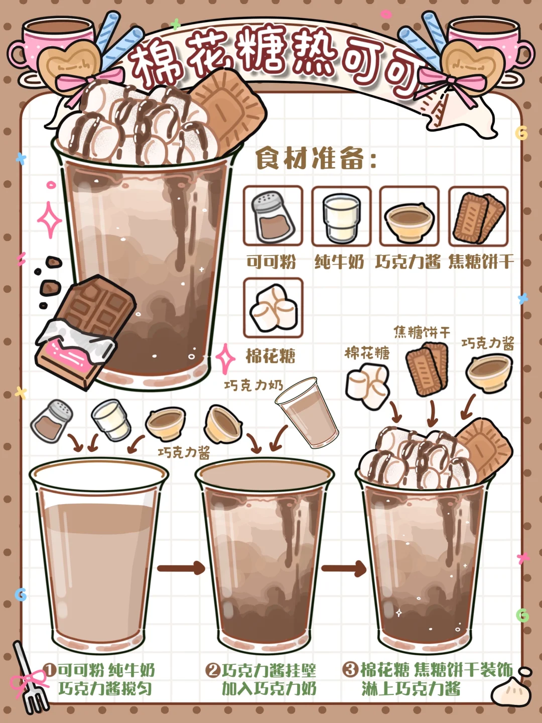 手绘食谱🍫｜棉花糖热可可☕️香醇浓郁💖暖心