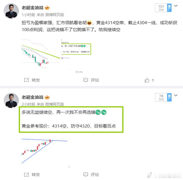 这多不还好意思，随随便便340点利润就拿下了，既然市场这么热情似火，那我们也就却之不恭了[嘻嘻]金价黄金黄金原油高级分析师-老胡 ​​​