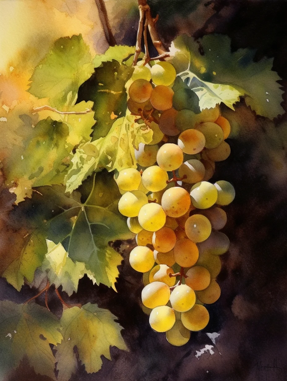 AI水彩：葡萄