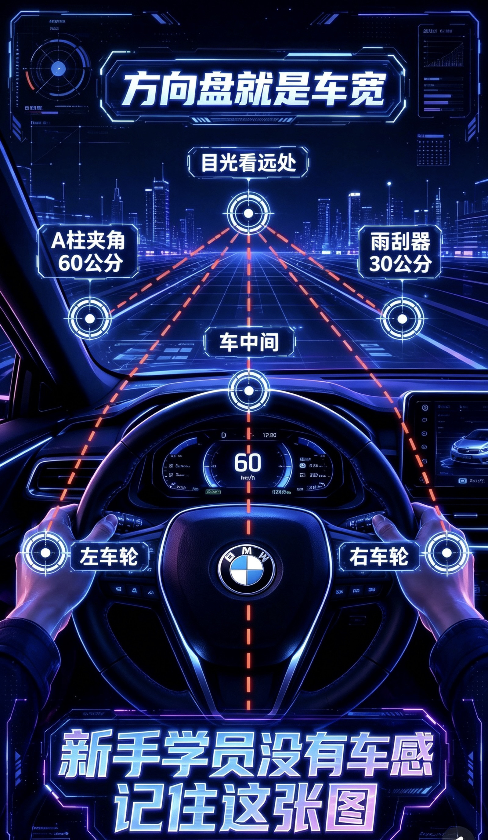 方向盘就是车宽！新手没有车感，记住这张图