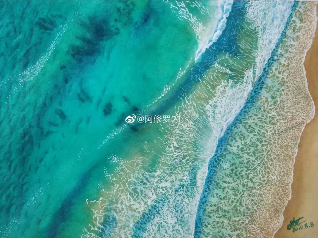 水彩 海滩