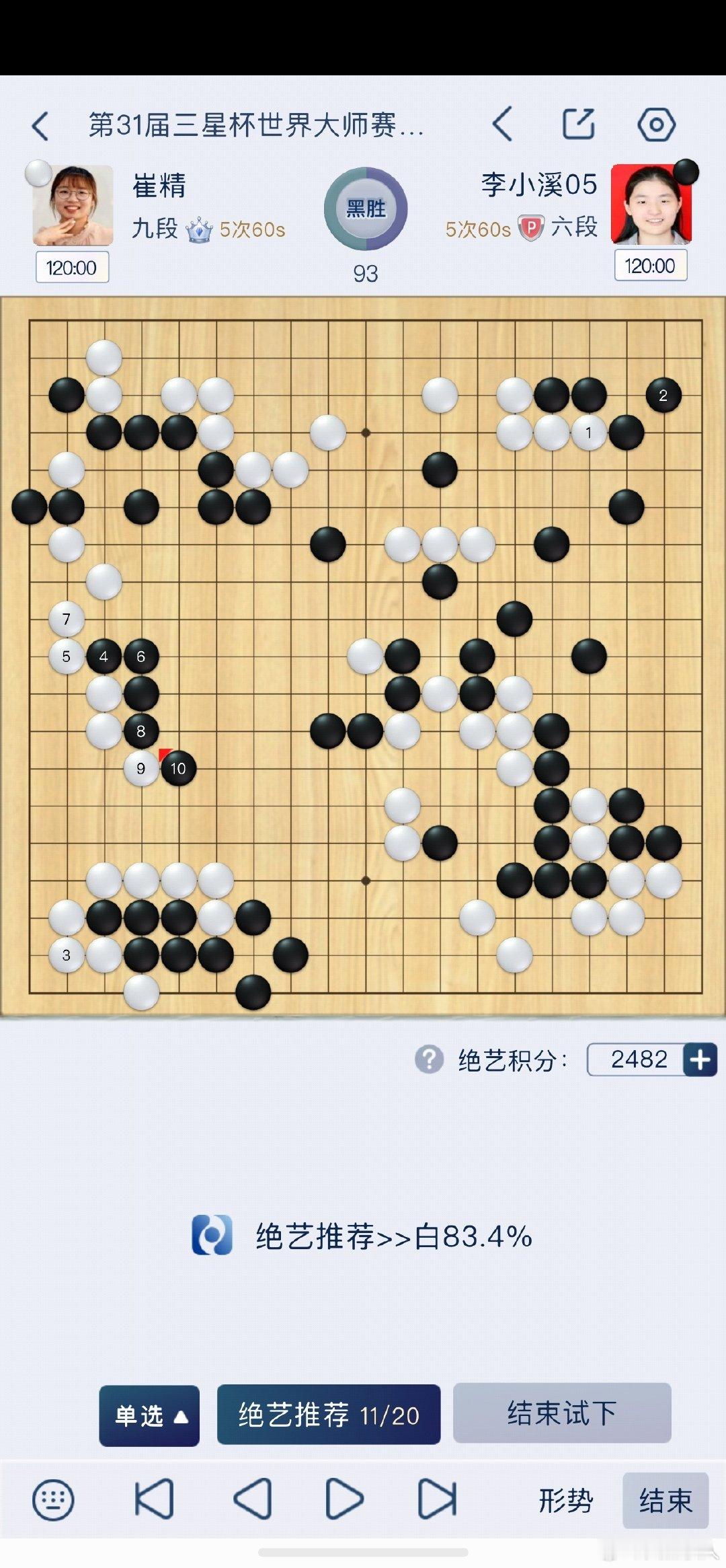 李小溪六段长棋了。今天三星杯预选第四轮对女王崔精九段，中盘崔精仅仅一着缓手，李小溪即抓住机会逆转。目前她还是2026女子围甲联赛胜局最多者。 ​