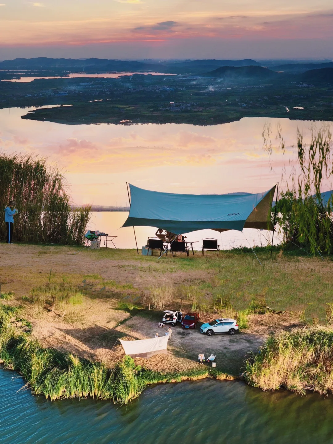 武汉露营⛺️开车可直达看日落钓鱼🎣露营地