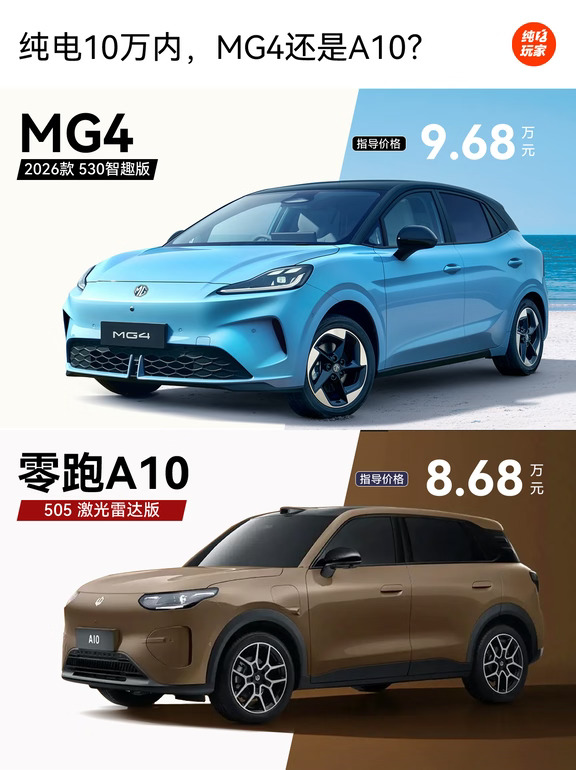 10万预算，MG4和零跑A10谁更值得冲？