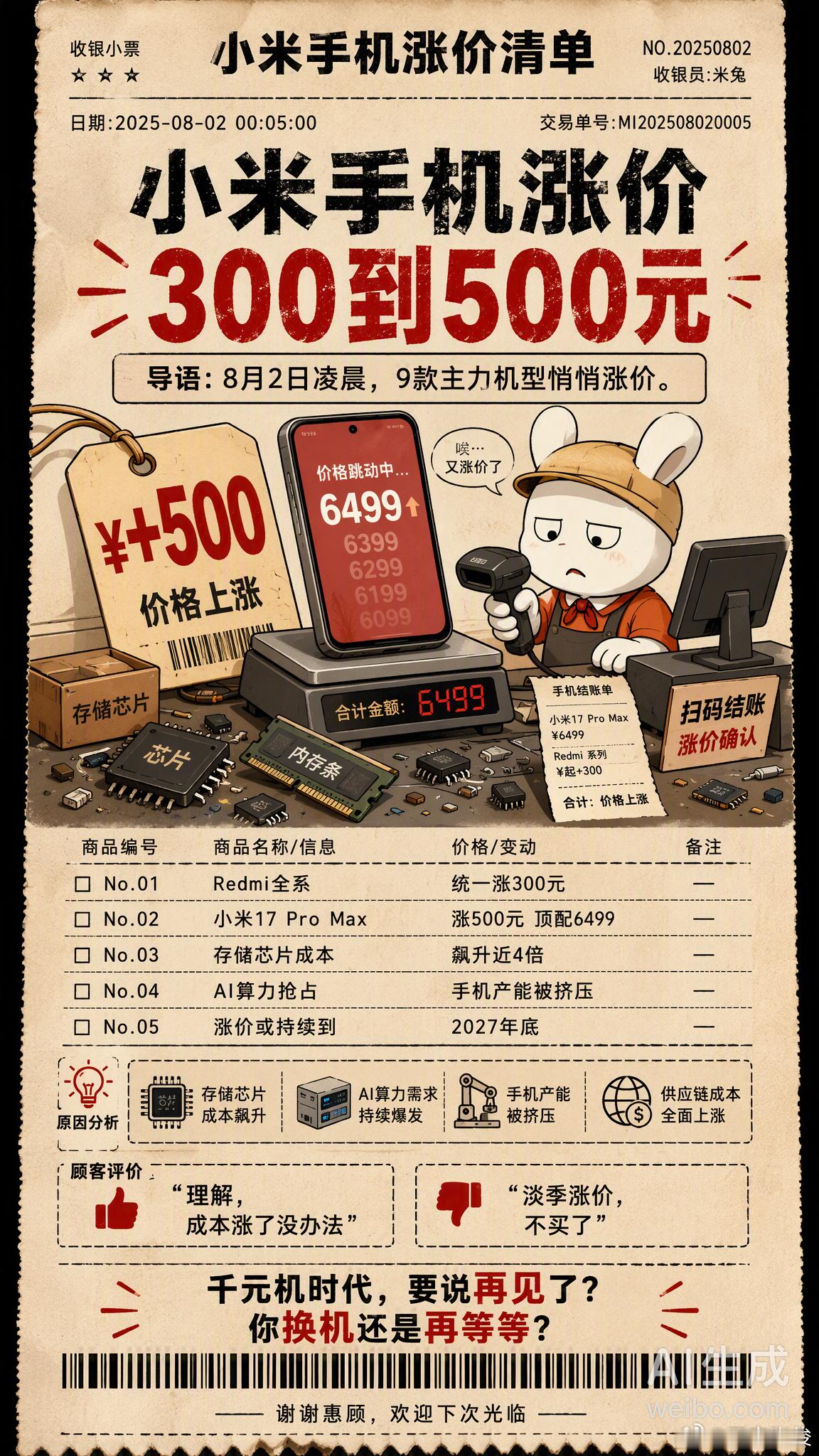 今天凌晨，小米商城悄悄更新了价格——小米17系列、Redmi K90全...