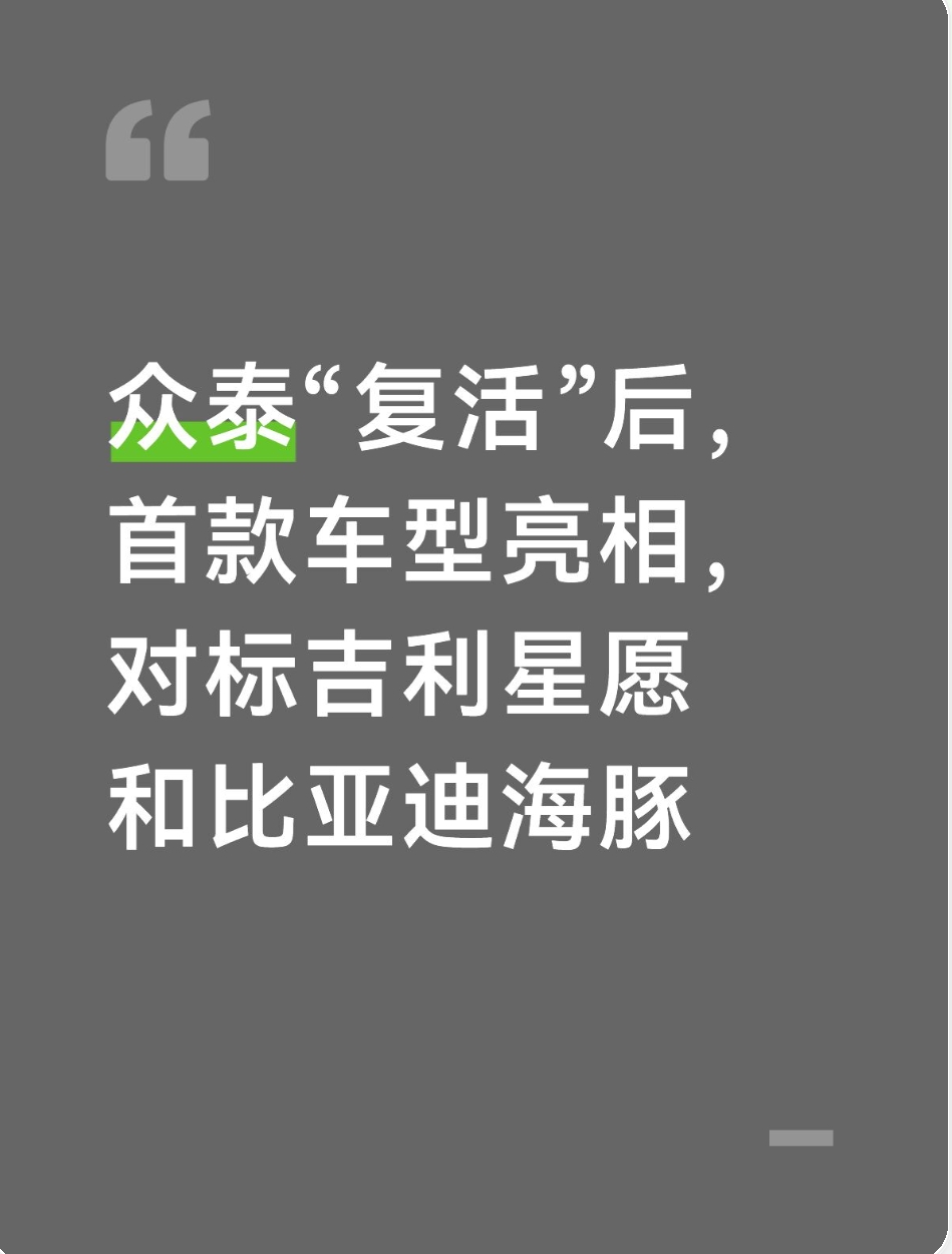 众泰“复活”后，首款车型亮相，对标吉利星愿和比亚迪海豚