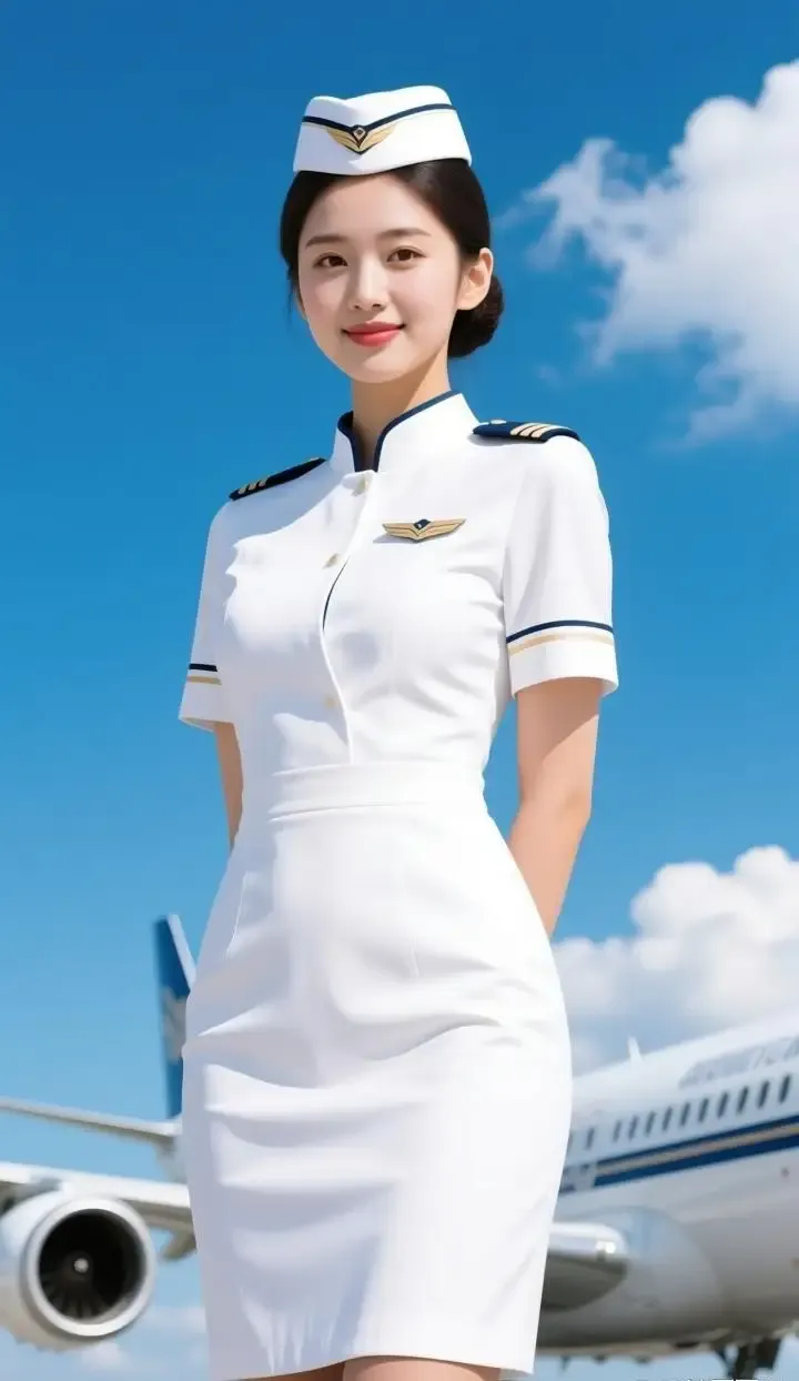 亮丽美女空姐，英姿飒爽