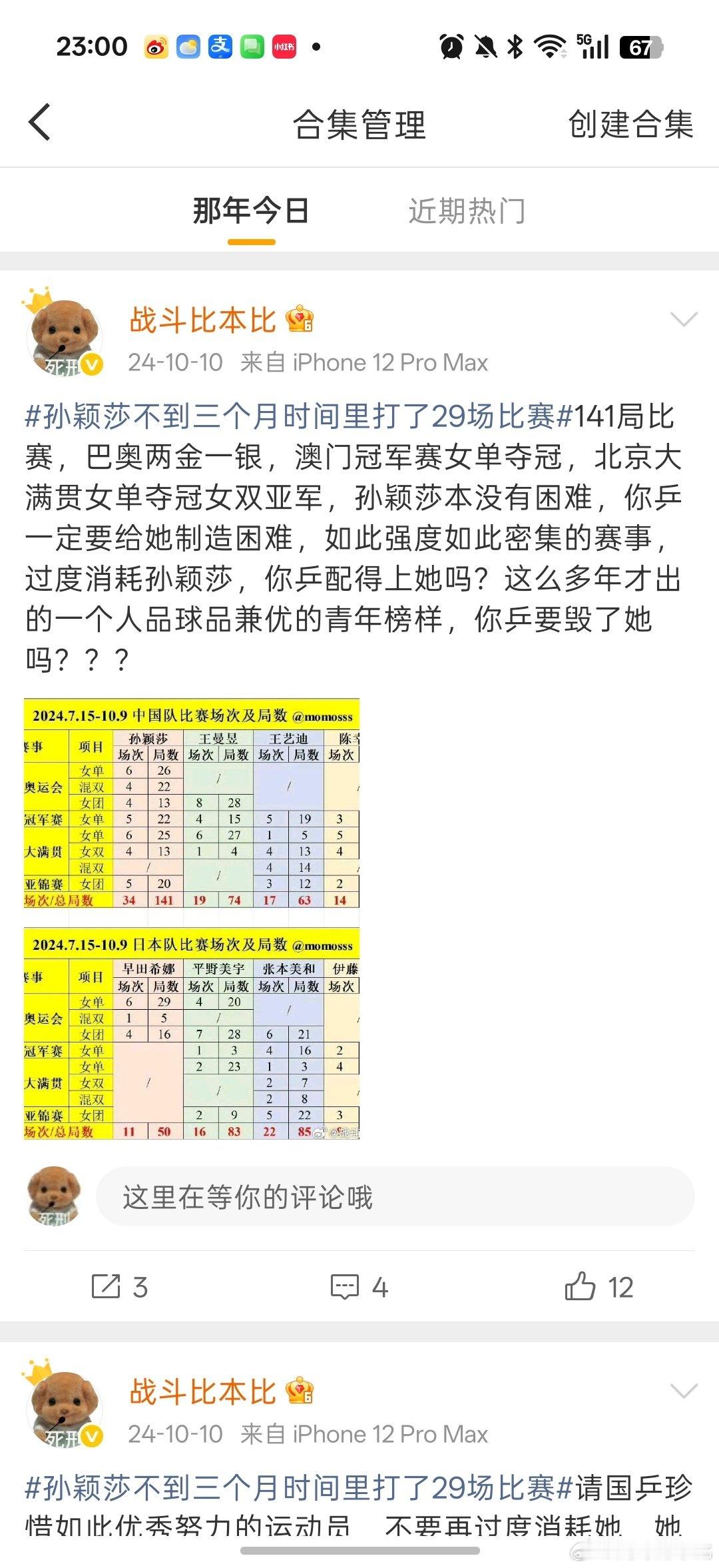 #孙颖莎# 两年的今天也是一样的感慨，我孩子一直在被这个乒迫害啊[泪][泪][泪] ​