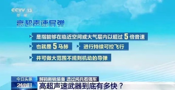 我国对高超音速武器的概念！
	
指能够在临近空间或大气层内以超过5倍音速飞行，进行持续可控的飞行，并可做大范围不规则机动的导弹。
	
按照这个标准，外国大部分所谓的“高超音速导弹”，都是伪高超，要踢出高超音速武器行列。