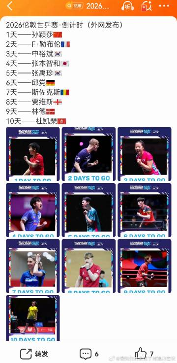外网发的倒计时一天是Megastar孙颖莎，除了倒计时一天剩下九天都是...