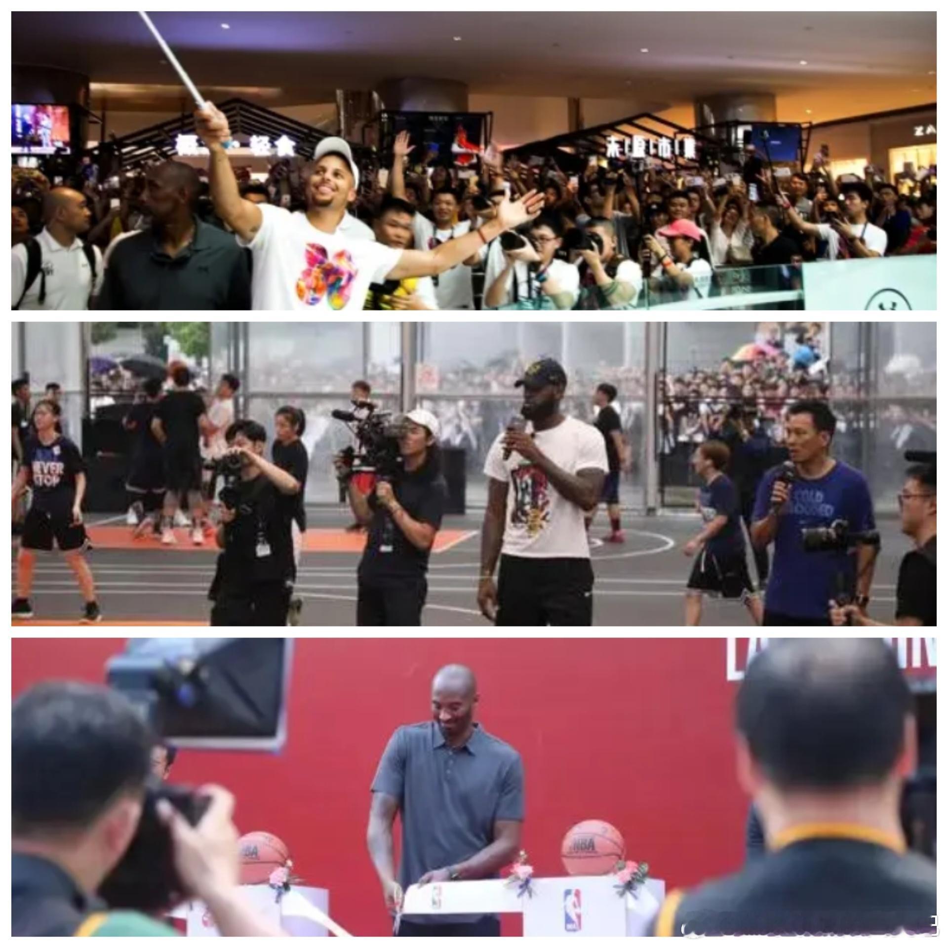 詹姆斯和耐克合作捐献给中国大概27个足球场，是所有NBA球员中最多的
其次是科比，他的粉丝通过募捐，在中国捐了大概17个足球场
然后是库里，通过和安德玛的合作，在上海捐了2个足球场
其他的，像欧文，巴特勒，西蒙斯之流也是和自己的品牌合作，捐赠了1个篮球场。
礼物虽然不大，但心意在哪里摆着呢， ​