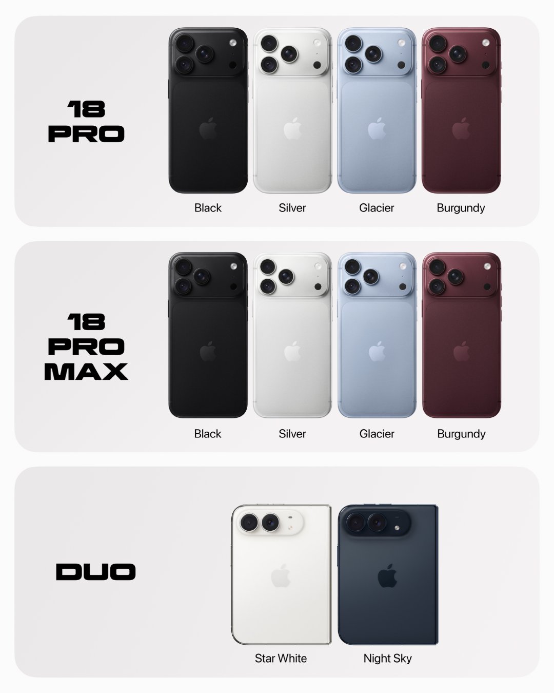大家想好了买哪款新iPhone了？
iPhone18Pro，iPhone18ProMax，iPhone Duo！ ​