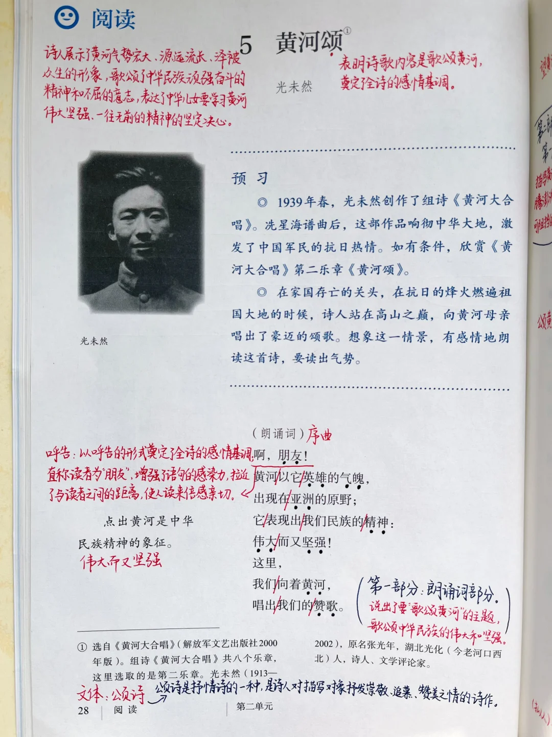七年级下册语文｜5.《黄河颂》课堂笔记及延展