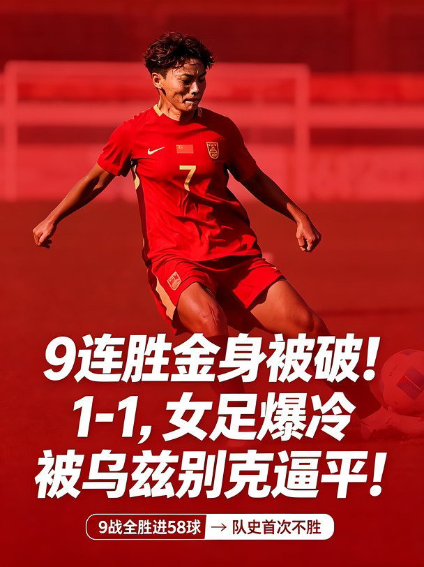 9连胜金身被破！女足爆冷被乌兹别克逼平！