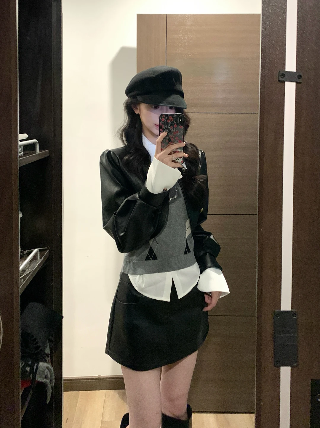 皮衣叠穿好时髦