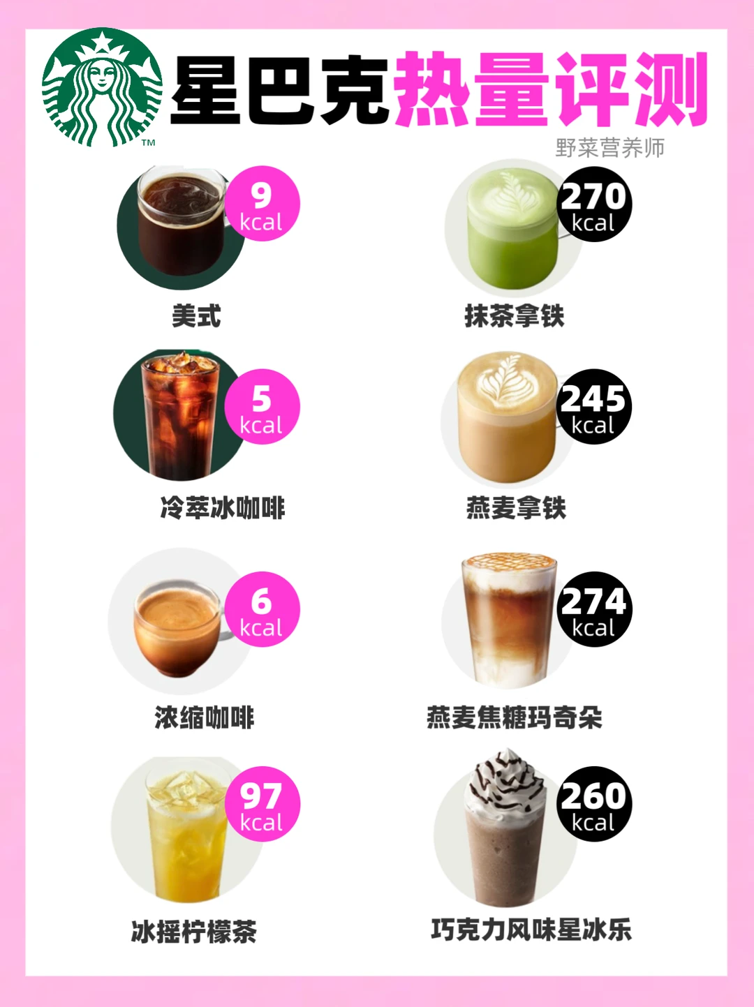 星巴克点单攻略来啦‼️附热量🔥