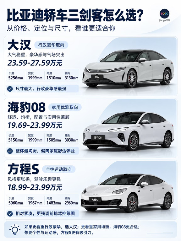 18万起！比亚迪轿车三剑客怎么选？