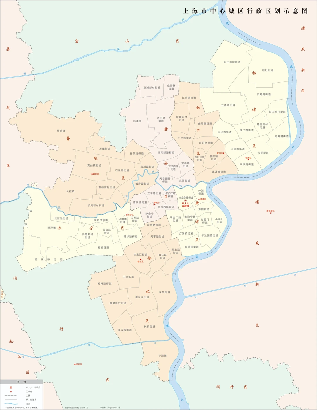 上海七个中心城区，一个区一句话说明特点