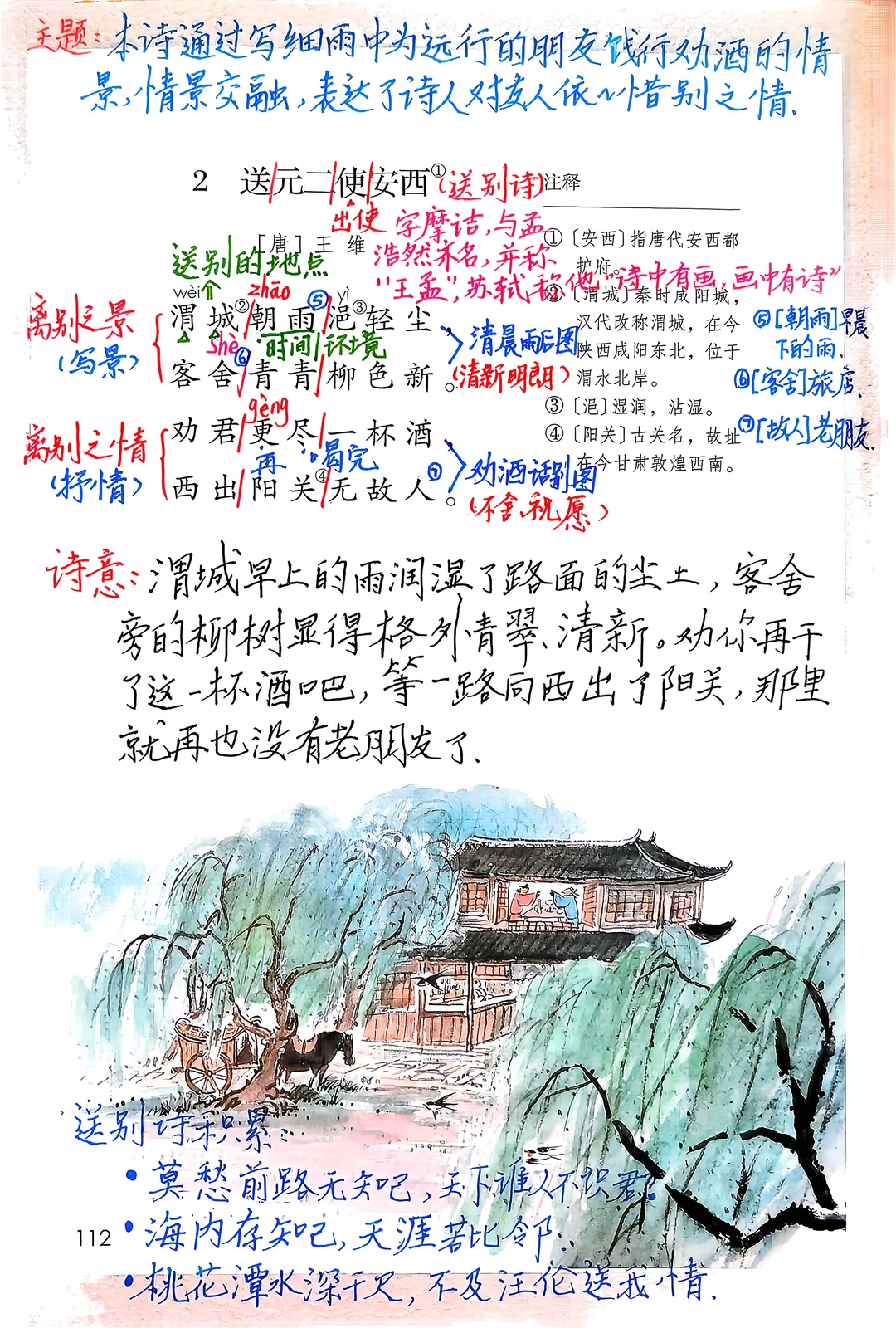 六下古诗词诵读2《送元二使安西》
