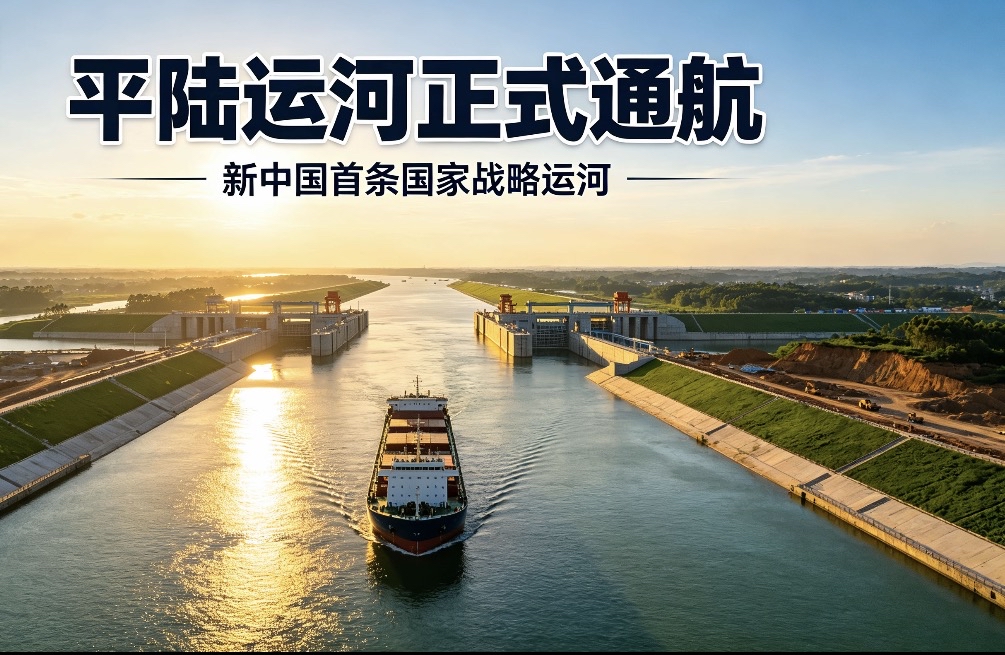 一口气看懂世纪工程：平陆运河正式通航

2026年9月16日，随着5000吨级货船顺利鸣笛启航，平陆运河正式建成通航。这是新中国成立后，首条由国家顶层统筹规划、直接打通江河海洋的战略级运河，堪称改写西南水运格局的世纪工程。

平陆运河的诞生，跨越了百年时光。早在百年前，孙中山先生就在《建国方略》中，