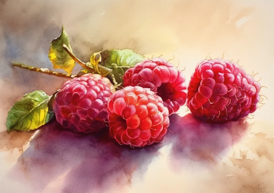 【AI水彩】覆盆子——是不是树莓